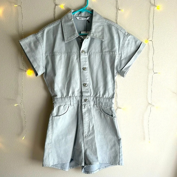 Zara Pants - Zara Denim Short Button Down Jumpsuit 🩶